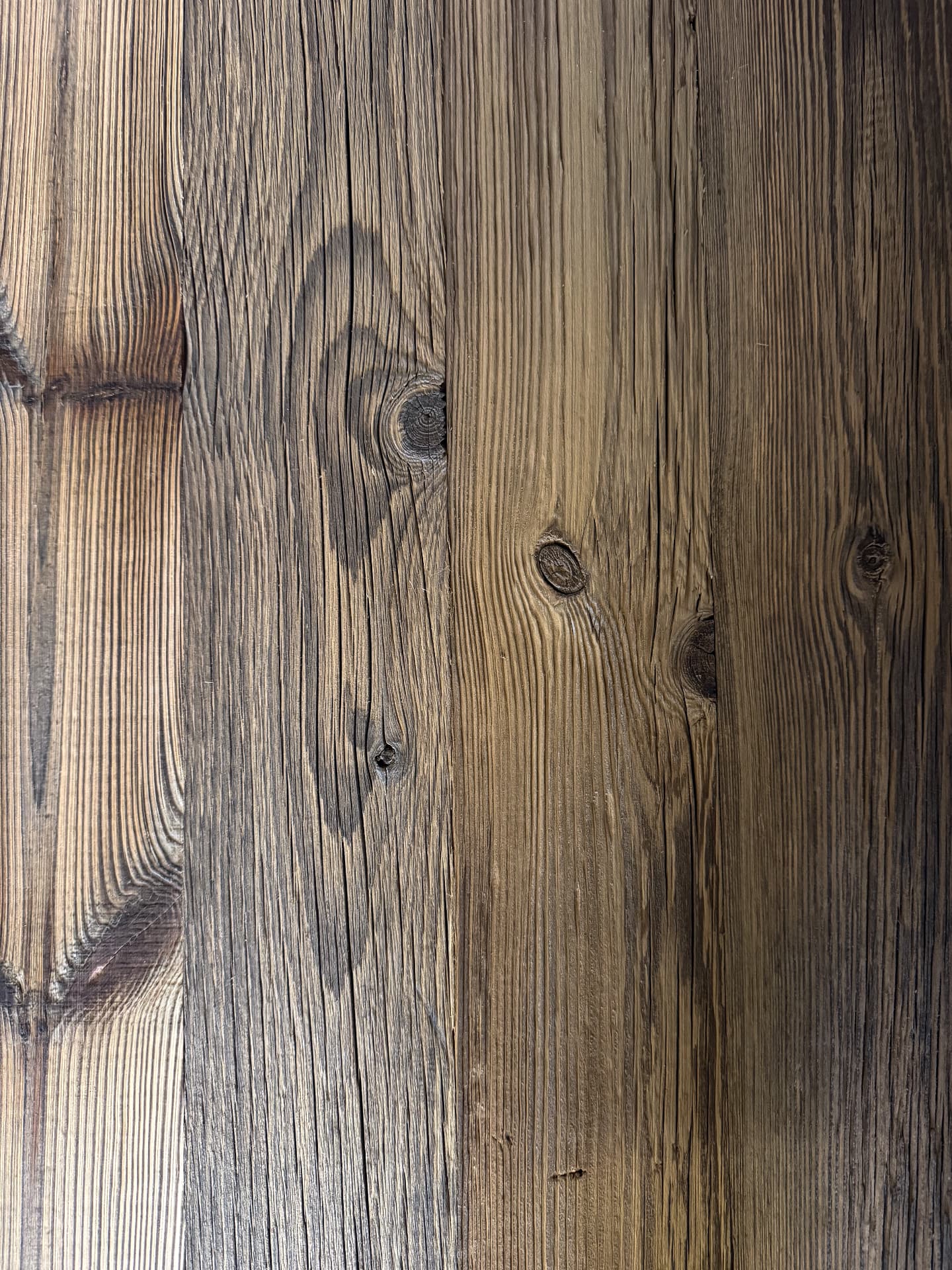 Brushed reclaimed timber boards