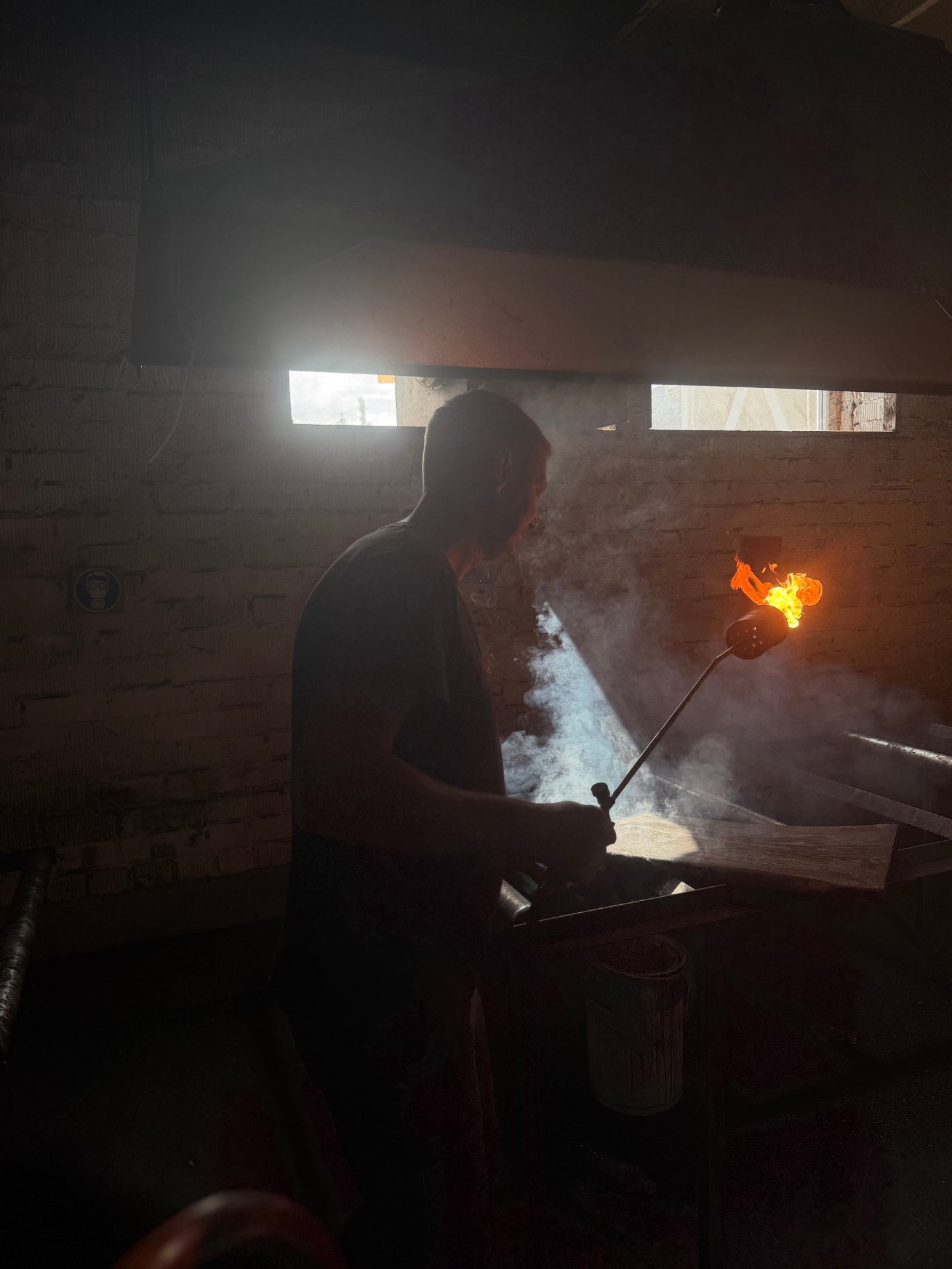Timber being charred and prepared at the Inflamed factory in Kaunas